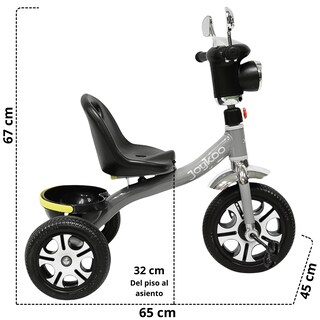 Foto 4 | Foto 4 | Triciclo Para Niños Faro Con Luz Y Sonido Espejos Ruedas De Eva Apto A Partir De 2 Años - Gris