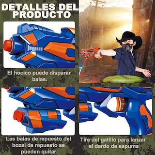 Foto 4 | Foto 4 | 2 Pistola Belug de Juguete de Dardos Espuma Compatible Nerf color Azul / Naranja