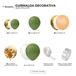 Foto 2 | Foto 2 | Verde Oliva - Guirnalda Decorativa De Globos
