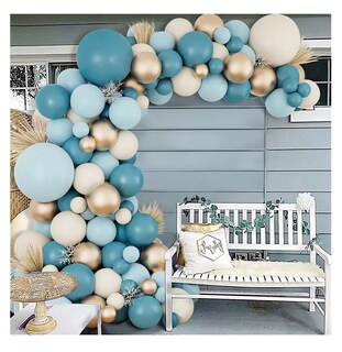 Foto 4 | Foto 4 | Guirnalda De Globos Azules Decoracion Con 115 Globos Azul/dorado/blanco