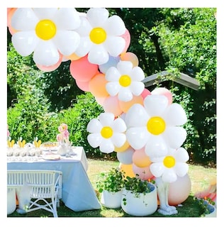 Foto 4 | Foto 4 | Globos Metálicos Con Forma De Flor De Margarita 10 Unidades Blanco