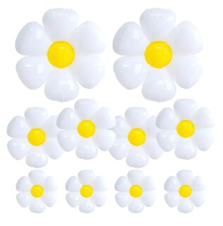 Foto 1 | Foto 1 | Globos Metálicos Con Forma De Flor De Margarita 10 Unidades Blanco
