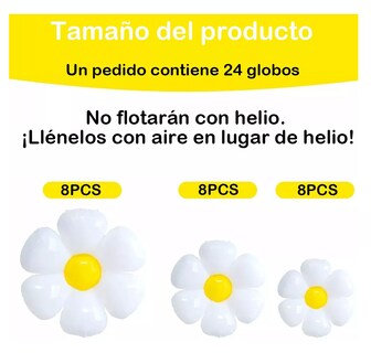Foto 2 | Foto 2 | Globos Metálicos Con Forma De Flor De Margarita, 24 Unidades Blanco
