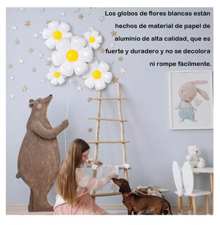 Foto 5 | Foto 5 | Globos Metálicos Con Forma De Flor De Margarita, 24 Unidades Blanco