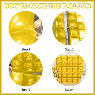 Foto 7 | Foto 7 | Kit De Pared Con Globos Feyg, Lámina Cuadrada Dorada Metalizada, 48 Cm, 25 Unidades - Venta Internacional.
