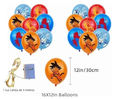 Foto 3 | Foto 3 | Kit Xtellar 36 Globos Para Dragon Ball Goku Anime Decoraciones