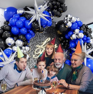Foto 4 | Foto 4 | Decoraciones Xtellar De Fiesta De Cumpleaños, Globos Negros Y Azules