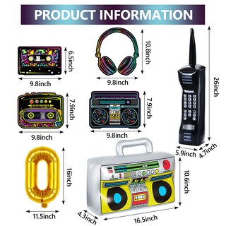 Foto 2 | Foto 2 | Set De Decoración Para Fiestas Zhanmai, Radio Boombox Inflable De Los Años 80 Y 90 - Venta Internacional.