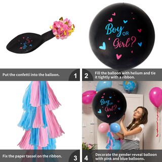 Foto 4 | Foto 4 | Kit De Globos Gender Reveal Rubfac, 2 Unidades, 36 Jumbo, Con Confeti - Venta Internacional.