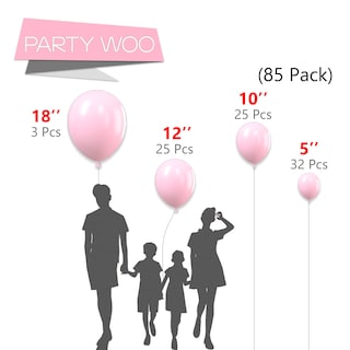 Foto 2 | Foto 2 | Balloon Partywoo, Color Rosa Pastel, 85 Unidades, Diferentes Tamaños - Venta Internacional.