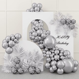 Foto 1 | Foto 1 | Set De Globos Rubfac De Látex Plateado, 87 Unidades, Con Cinta Para Fiestas - Venta Internacional.
