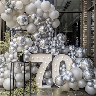 Foto 4 | Foto 4 | Set De Globos Rubfac De Látex Plateado, 87 Unidades, Con Cinta Para Fiestas - Venta Internacional.