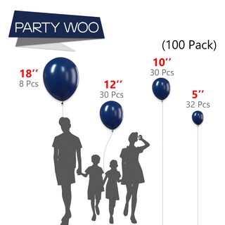 Foto 2 | Foto 2 | Balloon Partywoo, Paquete De 100 Unidades, Azul Marino, Diferentes Tamaños - Venta Internacional.