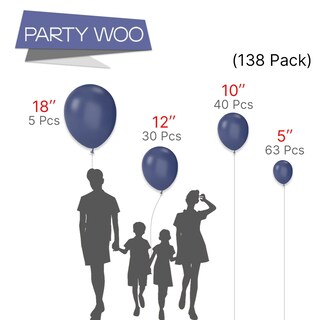 Foto 2 | Foto 2 | Balloon Partywoo, Color Azul Oscuro, 138 Unidades, Diferentes Tamaños - Venta Internacional.
