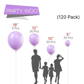 Foto 2 | Foto 2 | Balloon Partywoo, Color Morado Pastel, 120 Unidades, Diferentes Tamaños - Venta Internacional.