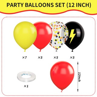 Foto 2 | Foto 2 | Globos Feyg Poke Con Estampado De Relámpagos, 30 Cm, Rojo/amarillo/negro - Venta Internacional.