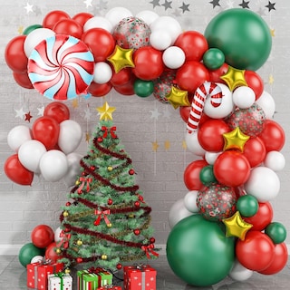 Foto 1 | Foto 1 | Kit De Guirnaldas De Globos Navideños Feyg Con Forma De Arco, Rojo, Blanco Y Verde - Venta Internacional.