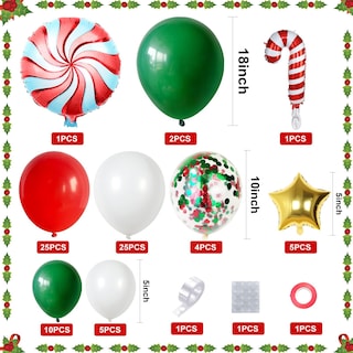 Foto 2 | Foto 2 | Kit De Guirnaldas De Globos Navideños Feyg Con Forma De Arco, Rojo, Blanco Y Verde - Venta Internacional.
