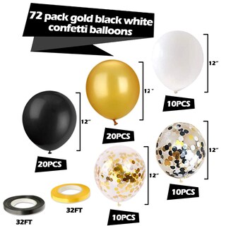 Foto 5 | Foto 5 | Kit De Globos Oumuamua, Confeti Negro Y Dorado, 12 Pulgadas (paquete De 72) - Venta Internacional.