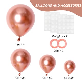 Foto 2 | Foto 2 | Kit De Globos Rubfac De Látex Dorado Rosa, 129 Unidades, Para Decoración De Fiestas - Venta Internacional.