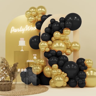Foto 1 | Foto 1 | Globo Partywoo Negro Y Dorado, 140 Unidades, Diferentes Tamaños - Venta Internacional.