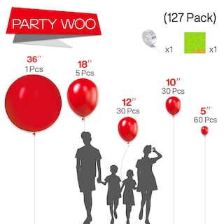Foto 2 | Foto 2 | Globos Partywoo Red-y57, Rojo Mate, 127 Unidades, Para Guirnalda O Arco - Venta Internacional.