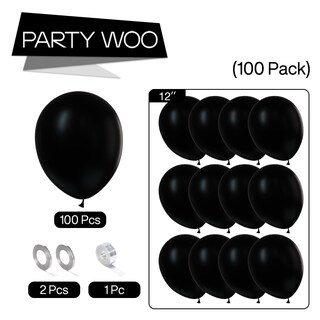 Foto 5 | Foto 5 | Globos Partywoo, 100 Unidades, 30 Cm, Látex Negro Mate - Venta Internacional.