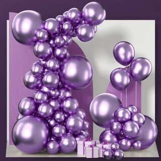 Foto 1 | Foto 1 | Globos Partywoo, Color Morado Metalizado, 130 Unidades, 46, 30, 25, 13 Cm - Venta Internacional.