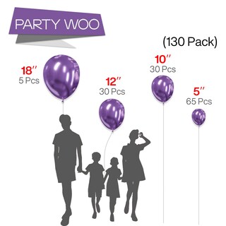 Foto 2 | Foto 2 | Globos Partywoo, Color Morado Metalizado, 130 Unidades, 46, 30, 25, 13 Cm - Venta Internacional.
