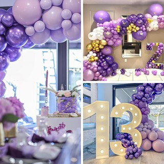 Foto 5 | Foto 5 | Globos Partywoo, Color Morado Metalizado, 130 Unidades, 46, 30, 25, 13 Cm - Venta Internacional.