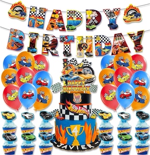 Foto 1 | Foto 1 | Set 18 Globos Látex Autos Hot Ruedas Carros Letrero Fiesta Y Decoración