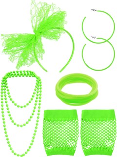 Foto 1 | Foto 1 | Set De Accesorios Blulu De Los 80 Para Fiesta De Disfraces De Mujer (verde) - Venta Internacional.