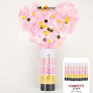 Foto 2 | Foto 2 | Kit De Tubos De Confetti / 4pzas De 14 Cm ROSA