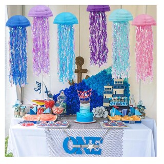 Foto 5 | Foto 5 | 6pcs Fiesta En El Océano Con Farolillos De Papel De Medusas Belug Colores