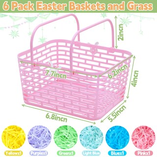 Foto 2 | Foto 2 | Paquete De 6 Cestas De Pascua Turnmeon Con Césped Para Niños Pequeños De Plástico - Venta Internacional.