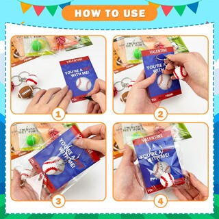 Foto 3 | Foto 3 | Tarjetas De Regalo De San Valentín Para Niños, Paquete De 30 Con Llaveros Deportivos - Venta Internacional.