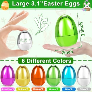 Foto 2 | Foto 2 | Huevos De Pascua Turnmeon, 48 Unidades, 8 Cm, Color Dorado Metalizado, Plástico - Venta Internacional.