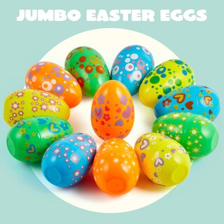 Foto 2 | Foto 2 | Huevos De Pascua De Plástico Joyin Jumbo De 7 Pulgadas, 6 Colores, 12 Unidades - Venta Internacional.