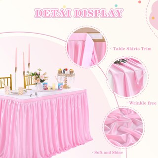Foto 4 | Foto 4 | Faldón De Mesa Queendream De Poliéster Rosa De 2,7 M Para Baby Shower - Venta Internacional.