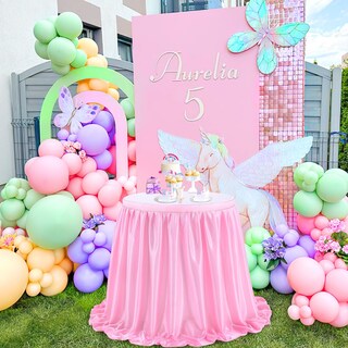 Foto 6 | Foto 6 | Faldón De Mesa Queendream De Poliéster Rosa De 2,7 M Para Baby Shower - Venta Internacional.