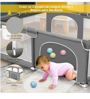 Foto 2 | Foto 2 | Corral Plegable y Gimnasio Para Bebe corralito Hermosa Vida Dk-122h 180cm 120cm Color Gris