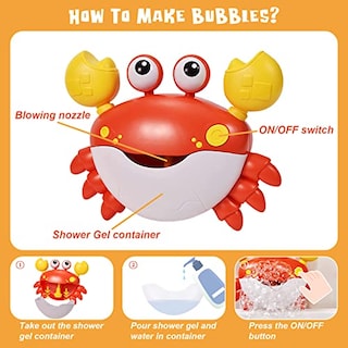 Foto 3 | Foto 3 | Juguete De Baño Poycuna Crab Con Generador De Burbujas Y Música Para Niños De 1 A 2 A 4 Años - Venta Internacional.