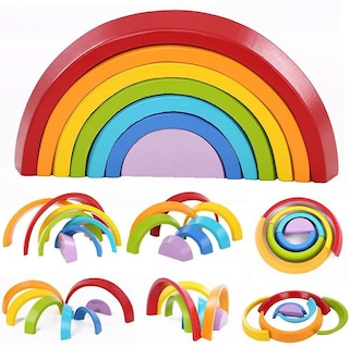 Foto 1 | Foto 1 | Venta Internacional - Juego De Bloques De Puente En Forma De Arco Iris De Colores De Madera