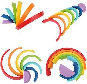 Foto 2 | Foto 2 | Venta Internacional - Juego De Bloques De Puente En Forma De Arco Iris De Colores De Madera