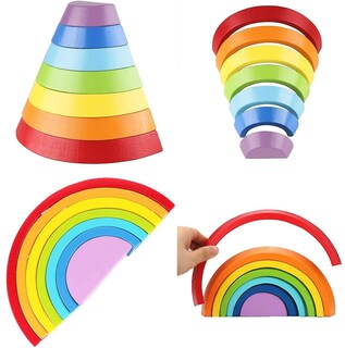 Foto 4 | Foto 4 | Venta Internacional - Juego De Bloques De Puente En Forma De Arco Iris De Colores De Madera