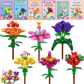 Foto 1 | Foto 1 | Tarjetas Para El Día De San Valentín Y Juguetes Con Bloques De Construcción Con Flores, 24 Unidades - Venta Internacional.