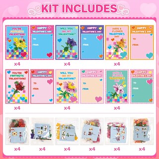 Foto 2 | Foto 2 | Tarjetas Para El Día De San Valentín Y Juguetes Con Bloques De Construcción Con Flores, 24 Unidades - Venta Internacional.