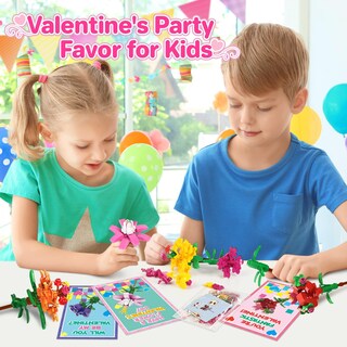 Foto 3 | Foto 3 | Tarjetas Para El Día De San Valentín Y Juguetes Con Bloques De Construcción Con Flores, 24 Unidades - Venta Internacional.