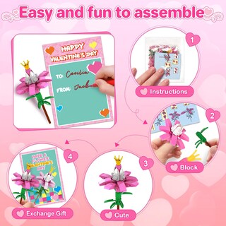 Foto 5 | Foto 5 | Tarjetas Para El Día De San Valentín Y Juguetes Con Bloques De Construcción Con Flores, 24 Unidades - Venta Internacional.