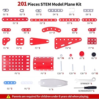 Foto 6 | Foto 6 | Kit De Maqueta De Avión, Juguete De Construcción Stem, 201 Piezas, Para Niños De 8 A 12 Años - Venta Internacional.
